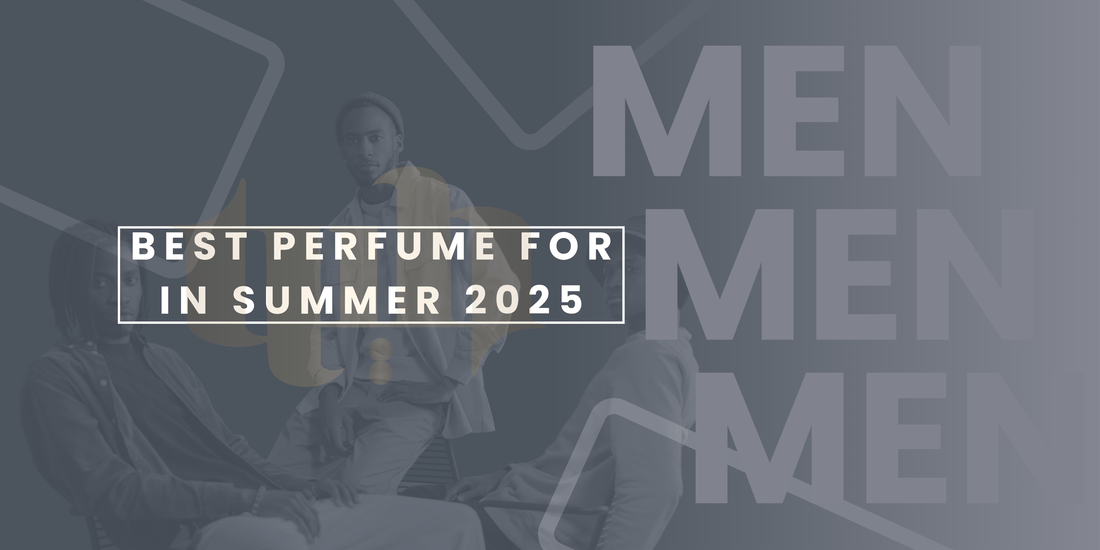 Flat lay of Magma Perfumes men's collection including California Valley and Sultan Essence, styled with summer props like sunglasses, citrus slices, and greenery — perfect summer perfumes for men in 2025.