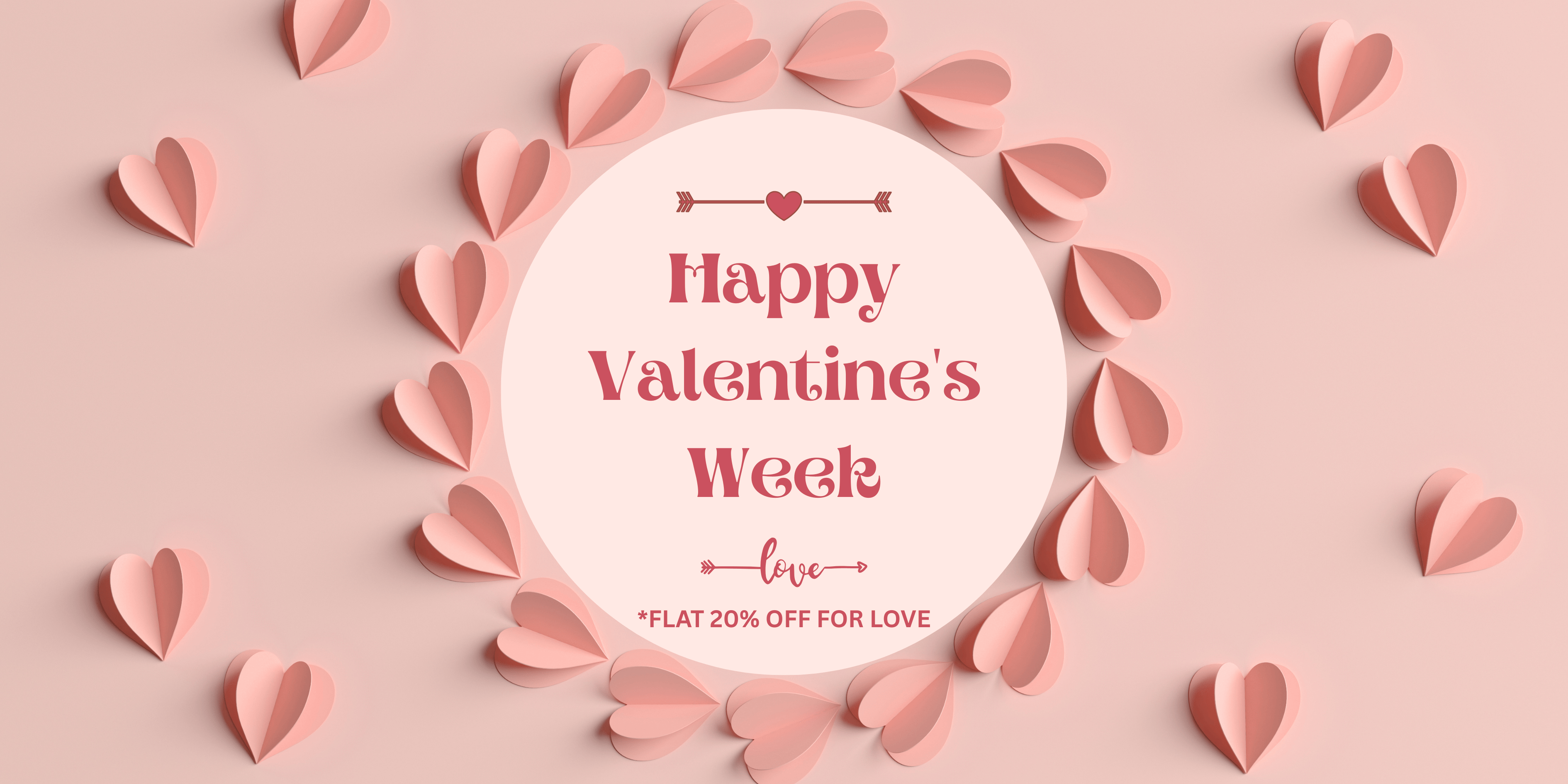 flat 20% off discount at checkout for Valentine week