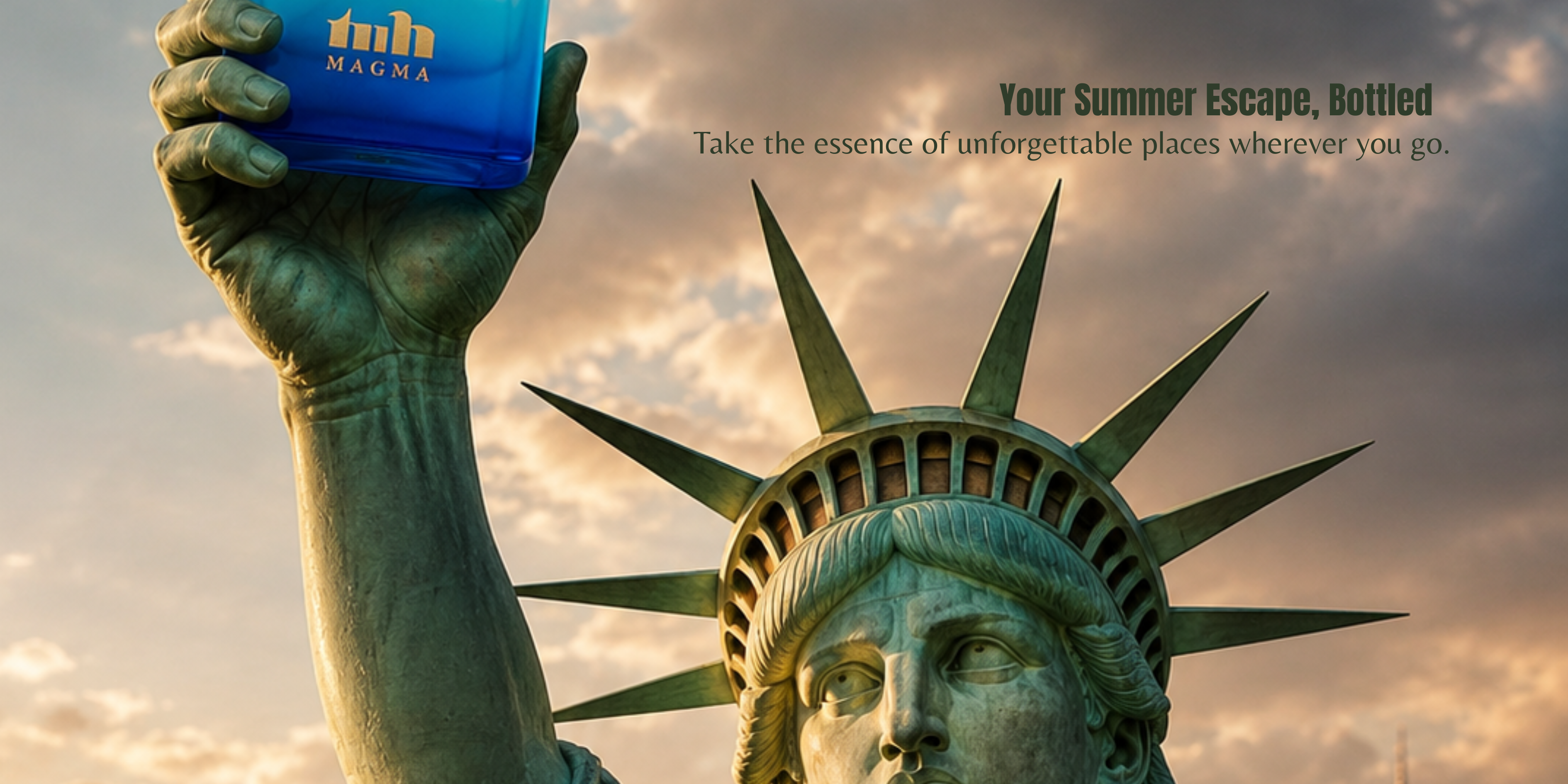 July luxury perfume collection banner featuring Magma Perfumes fragrances for a fresh summer scent experience